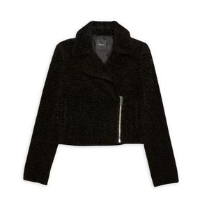 Theory Slim Moto B Crop Faux Fur Jacket